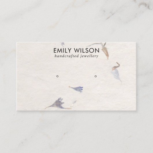 MAUVE PETAL HANDMADE PAPIER STUD EARRING DISPLAY VISITEKAARTJE (Voorkant)