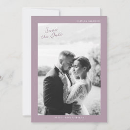 Mauve Photo Wedding Save the Date Card Kaart