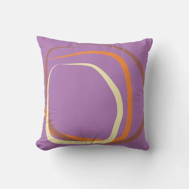 Mauve Pillow w / stoffig roze, sinaasappel & wit Kussen (Voorkant)