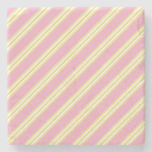 Mauve Pink and Ecru, Stripes Square Onderzetter