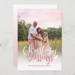 Mauve Pink and White-fotokerstkaart Kaart