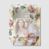 Mauve Pink and White Roses Floral Wreath Wedding Vellum Uitnodigingen (Offset (Koppel))