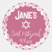 Mauve Pink Bat Mitzvah gepersonaliseerd Ronde Sticker (Voorkant)