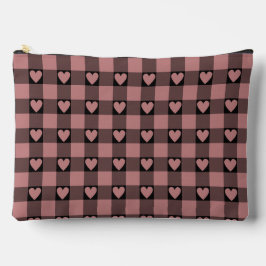 Mauve Pink Black Buffalo Heart Plaid Etui