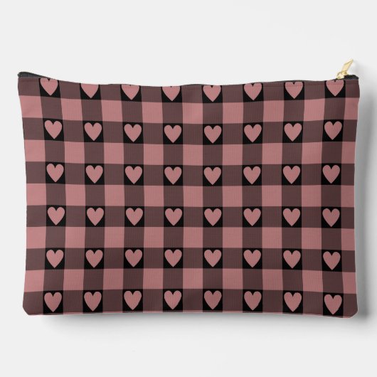 Mauve Pink Black Buffalo Heart Plaid Etui (Achterkant)