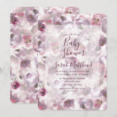 Mauve Pink Country Floral Baby shower Uitnodiging (Voorkant / Achterkant)