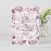 Mauve Pink Country Floral Baby shower Uitnodiging (Staand voorkant)