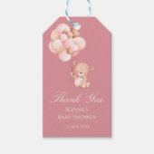Mauve Pink, Cute Teddy Bear Balloons Cadeaulabel (Voorkant)