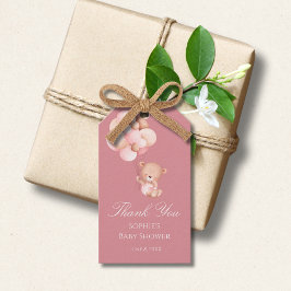 Mauve Pink, Cute Teddy Bear Balloons Cadeaulabel