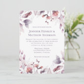 Mauve Pink Dusty Paarse Floral Wedding Kaart (Staand voorkant)