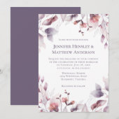 Mauve Pink Dusty Paarse Floral Wedding Kaart (Voorkant / Achterkant)