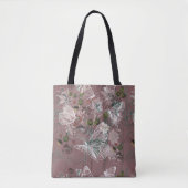 Mauve Pink Dusty Roos Butterfly Floral Tote Bag (Voorkant)