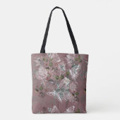 Mauve Pink Dusty Roos Butterfly Floral Tote Bag (Achterkant)