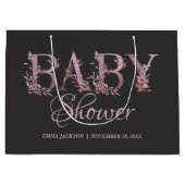 Mauve Pink Elegant Floral Chic Meisje's Baby showe Groot Cadeauzakje (Voorkant)