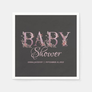 Mauve Pink Elegant Floral Chic Meisje's Baby showe Servet