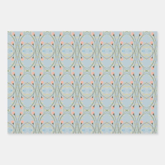 Mauve Pink en Blue Inpakpapier Vel (Voorkant 3)