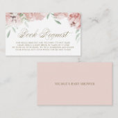 Mauve Pink Floral Baby shower Book Request Kaart Plaatskaartje (Voorkant / Achterkant)