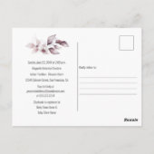 Mauve Pink Floral Botanical Baby shower Invitation Briefkaart (Achterkant)
