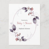 Mauve Pink Floral Botanical Baby shower Invitation Briefkaart (Voorkant)