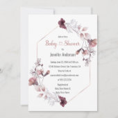 Mauve Pink Floral Botanisch Baby shower Kaart (Voorkant)