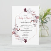 Mauve Pink Floral Botanisch Baby shower Kaart (Staand voorkant)