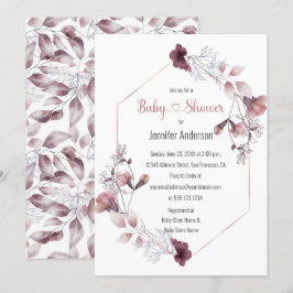 Mauve Pink Floral Botanisch Baby shower Kaart