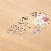 Mauve Pink Floral Bouquet Islamic Muslim Wedding Acryl Uitnodigingen (Laagn)