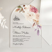 Mauve Pink Floral Bouquet Islamic Muslim Wedding Acryl Uitnodigingen