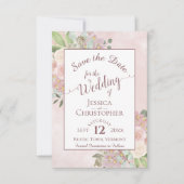 Mauve Pink Floral Elegant Calligraphy Wedding Save The Date (Voorkant)