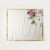 Mauve Pink Floral Gold Edge Weduwfoto Achtergrond Wandkleed (Voorkant (horizontaal))