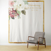 Mauve Pink Floral Gold Edge Weduwfoto Achtergrond Wandkleed (In situ)