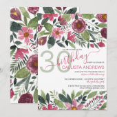 Mauve Pink Forest Waterverf Floral Leaf Birthday Kaart (Voorkant / Achterkant)