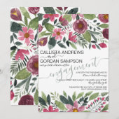 Mauve Pink Forest Waterverf Floral Verloving Kaart (Voorkant / Achterkant)