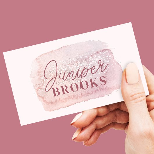 Mauve Pink Glitter Social Media QR-code Visitekaartje