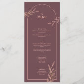 Mauve Pink Gold Leaf Wedding Event Menu Flat Kaart (Voorkant)