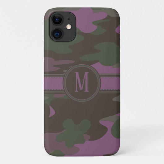 Mauve Pink | Groene Camo Dark Monogram Case-Mate iPhone Case (Achterkant)
