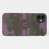 Mauve Pink | Groene Camo Dark Monogram Case-Mate iPhone Case (Achterkant (horizontaal))