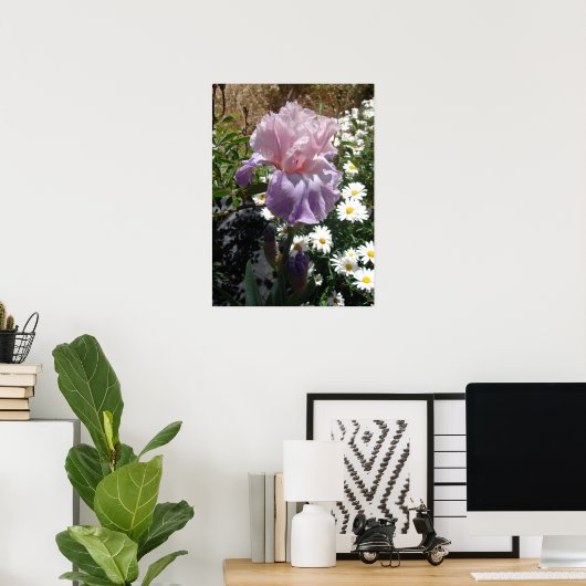 Mauve Pink Iris Floral Flowers Foto Poster (Thuiskantoor)