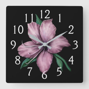 Mauve Pink Lily Vierkante Klok