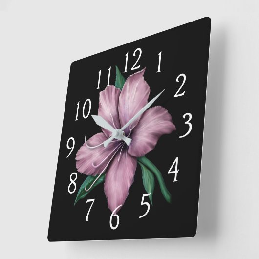 Mauve Pink Lily Vierkante Klok (Hoek)