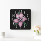 Mauve Pink Lily Vierkante Klok (Huis)