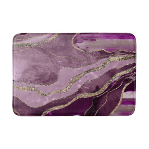 Mauve Pink Marble Agate Gold Glitter Glam #1  Badmat