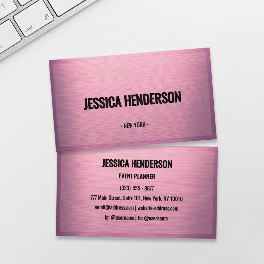 Mauve Pink Metallic Gradient Visitekaartje
