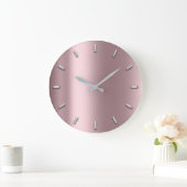 Mauve Pink Minimal Silver Grey Grote Klok (Huis)