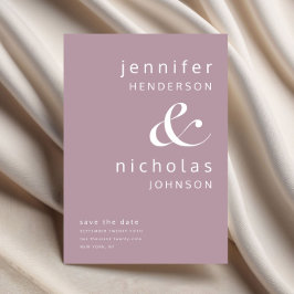 Mauve Pink Modern Ampersand Typography Wedding Save The Date