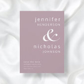 Mauve Pink Modern Ampersand Typography Wedding Save The Date