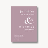 Mauve Pink Modern Ampersand Typography Wedding Save The Date