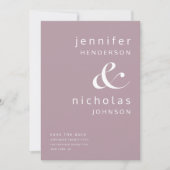 Mauve Pink Modern Ampersand Typography Wedding Save The Date (Voorkant)