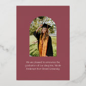 Mauve Pink Modern Arch Afstuderen Foto script Folie Feestdagenkaart (Achterkant)