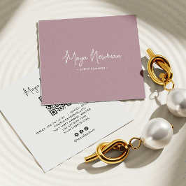 MAUVE PINK Modern CHIC Minimale QR-code Vierkante Visitekaartje